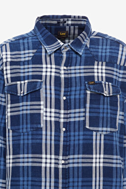 Loose Fit Rahat Kesim Lacivert Gömlek - İndigo-L241277TF (görsel 9)