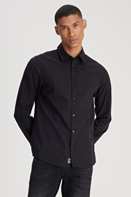 Regular Fit Normal Kesim %100 Pamuk Siyah Gömlek - Black-L241286001