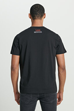Regular Fit Normal Kesim Bisiklet Yaka %100 Pamuk Siyah Tişört - Black-L241330001 (görsel 5)