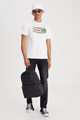 Regular Fit Normal Kesim Bisiklet Yaka %100 Pamuk Beyaz Tişört - White-L241330100 (görsel 3)