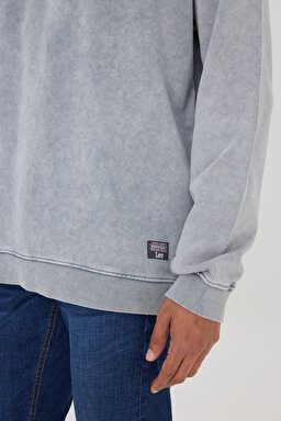 Loose Fit Rahat Kesim Bisiklet Yaka %100 Pamuk Gri Sweatshirt - Gray-L241469035 (görsel 5)