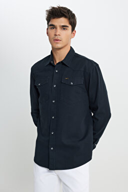 Relaxed Fit Geniş Kesim %100 Pamuk Cep Detaylı Antrasit Gömlek - Anthracite-L241514003