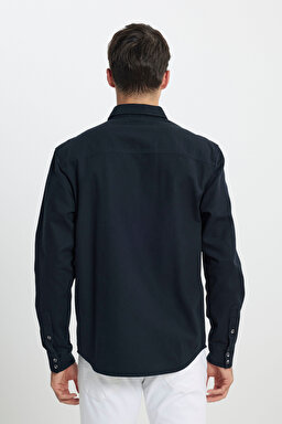 Relaxed Fit Geniş Kesim %100 Pamuk Cep Detaylı Antrasit Gömlek - Anthracite-L241514003 (görsel 6)