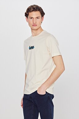 Regular Fit Normal Kesim Bisiklet Yaka %100 Pamuk Bej Tişört - Beige-L241521614