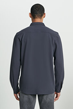 Regular Fit Normal Kesim %100 Pamuk Antrasit Gömlek - Anthracite-L241567003 (görsel 6)