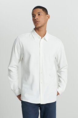 Regular Fit Normal Kesim %100 Pamuk Beyaz Gömlek - White-L241567100 (görsel 2)