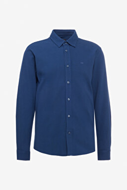 Regular Fit Normal Kesim %100 Pamuk İndigo Gömlek - İndigo-L241567TF
