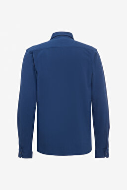 Regular Fit Normal Kesim %100 Pamuk İndigo Gömlek - İndigo-L241567TF (görsel 2)