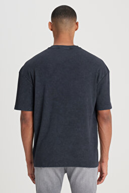 Loose Fit Rahat Kesim Bisiklet Yaka Antrasit Tişört - Anthracite-L241569003 (görsel 5)