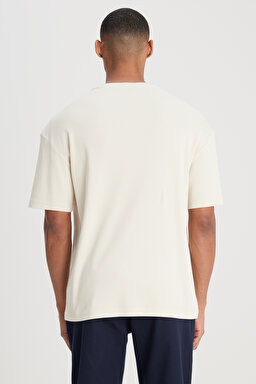 Loose Fit Rahat Kesim Bisiklet Yaka Bej Tişört - Beige-L241569614 (görsel 6)