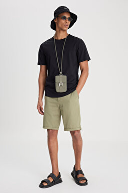 Regular Fit Normal Kesim Bisiklet Yaka %100 Pamuk Siyah Tişört - Black-L241570001 (görsel 3)