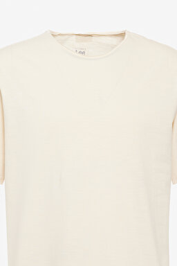 Regular Fit Normal Kesim Bisiklet Yaka %100 Pamuk Bej Tişört - Beige-L241570614 (görsel 8)