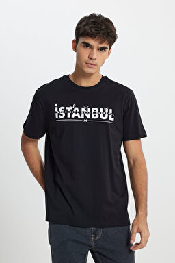 Regular Fit Normal Kesim Bisiklet Yaka %100 Pamuk Siyah Tişört - Black-L241576001