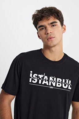 Regular Fit Normal Kesim Bisiklet Yaka %100 Pamuk Siyah Tişört - Black-L241576001 (görsel 3)