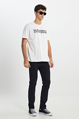 Regular Fit Normal Kesim Bisiklet Yaka %100 Pamuk Beyaz Tişört - White-L241576100 (görsel 2)