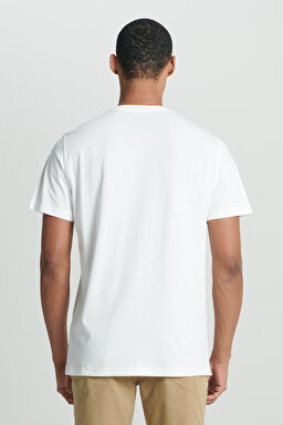 Regular Fit Normal Kesim Bisiklet Yaka %100 Pamuk Beyaz Tişört - White-L241578100 (görsel 6)