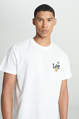 Regular Fit Normal Kesim Bisiklet Yaka %100 Pamuk Kırık Beyaz Tişört - Off White-L241582102 (görsel 3)