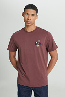 Regular Fit Normal Kesim Bisiklet Yaka %100 Pamuk Bordo Tişört - Wine-L241582810 (görsel 3)
