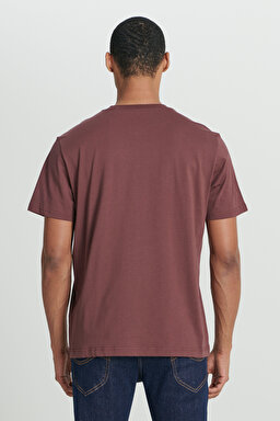 Regular Fit Normal Kesim Bisiklet Yaka %100 Pamuk Bordo Tişört - Wine-L241582810 (görsel 6)