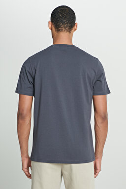 Regular Fit Normal Kesim Bisiklet Yaka %100 Pamuk Antrasit Tişört - Anthracite-L241586003 (görsel 6)