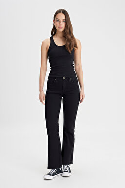 Slim Fit Dar Kesim Siyah Tişört - Black-L241615001 (görsel 3)