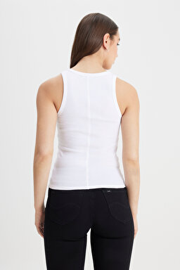 Slim Fit Dar Kesim Beyaz Tişört - White-L241615100 (görsel 5)
