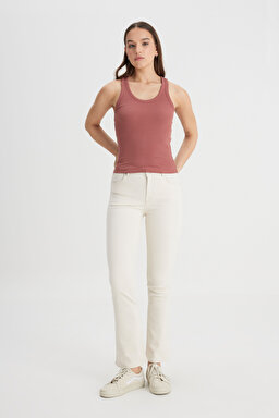 Slim Fit Dar Kesim Kiremit Rengi Tişört - Kc Khaki-L241615A95 (görsel 3)