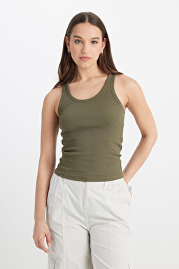 Slim Fit Dar Kesim Yeşil Tişört - Evergreen-L241615OT