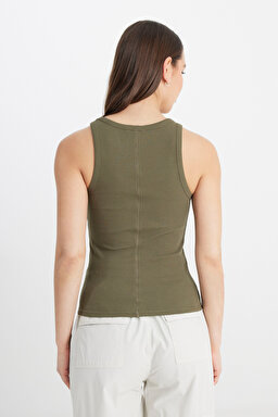 Slim Fit Dar Kesim Yeşil Tişört - Evergreen-L241615OT (görsel 5)