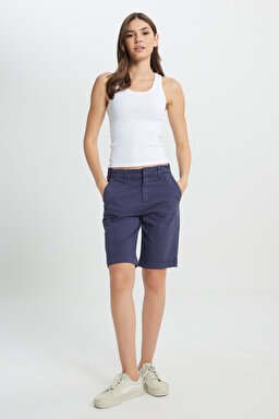 Regular Fit Normal Kesim Normal Bel Lacivert Chino Şort - Navy-L241617410