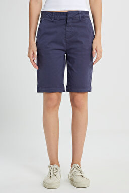 Regular Fit Normal Kesim Normal Bel Lacivert Chino Şort - Navy-L241617410 (görsel 4)