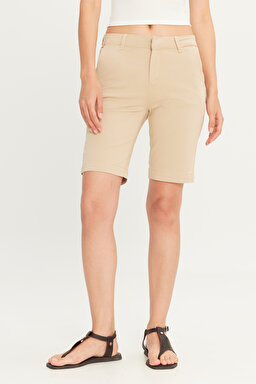 Regular Fit Normal Kesim Normal Bel Taş Rengi Chino Şort - Stone-L24161758 (görsel 3)
