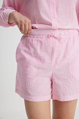 Loose Fit Rahat Kesim Normal Bel %100 Pamuk Pembe Şort - Pink-L241625611 (görsel 3)