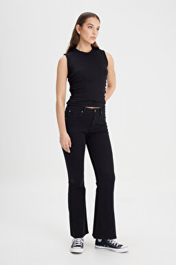 Slim Fit Dar Kesim Bisiklet Yaka Siyah Tişört - Black-L241628001 (görsel 3)