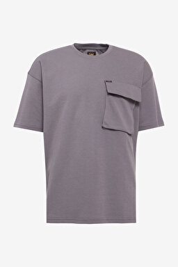 Loose Fit Rahat Kesim Bisiklet Yaka Siyah Tişört - Anthracite-L241669003 (görsel 6)
