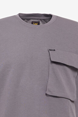 Loose Fit Rahat Kesim Bisiklet Yaka Siyah Tişört - Anthracite-L241669003 (görsel 7)