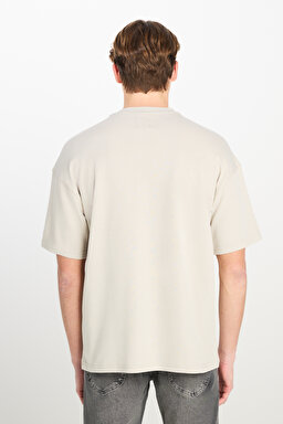 Loose Fit Rahat Kesim  Bisiklet Yaka Gri Tişört - Gray-L241669035 (görsel 5)