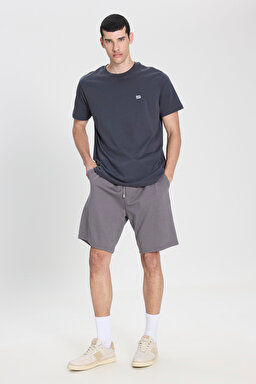 Regular Fit Normal Kesim Normal Bel Siyah Sweat Şort - Anthracite-L241671003 (görsel 2)
