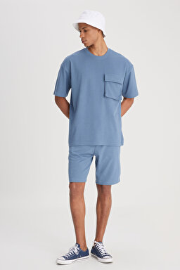 Regular Fit Normal Kesim Normal Bel Lacivert Sweat Şort - İndigo-L241671TF