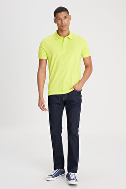 Regular Fit Normal Kesim Polo Yaka %100 Pamuk Sarı Tişört - Yellow-L241683200 (görsel 3)