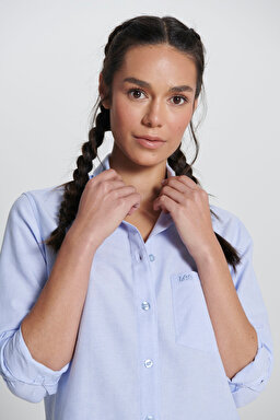 Regular Fit Normal Kesim Açık Mavi Gömlek - Light Blue-L241692404 (görsel 4)