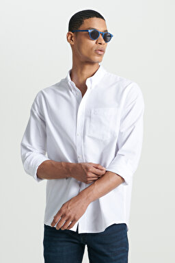 Regular Fit Normal Kesim Beyaz Gömlek - White-L241693100 (görsel 3)
