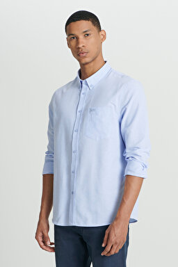 Regular Fit Normal Kesim Açık Mavi Gömlek - Light Blue-L241693404 (görsel 2)