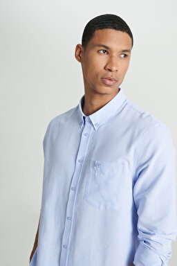 Regular Fit Normal Kesim Açık Mavi Gömlek - Light Blue-L241693404 (görsel 5)