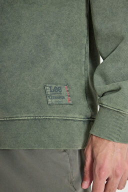Loose Fit Rahat Kesim Bisiklet Yaka %100 Pamuk Yeşil Sweatshirt - Green-L241744300 (görsel 4)