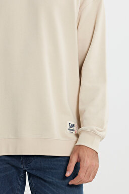 Loose Fit Rahat Kesim Bisiklet Yaka %100 Pamuk Bej Sweatshirt - Beige-L241744614 (görsel 5)