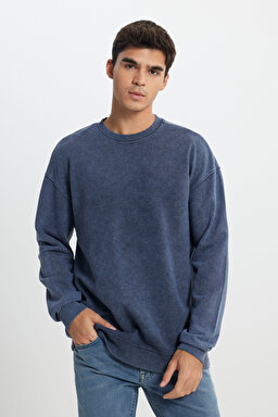 Loose Fit Rahat Kesim Bisiklet Yaka %100 Pamuk Turuncu Sweatshirt - Grisaille-L241744823