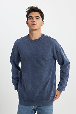 Loose Fit Rahat Kesim Bisiklet Yaka %100 Pamuk Turuncu Sweatshirt - Grisaille-L241744823 (görsel 2)