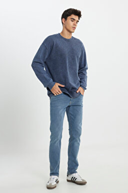Loose Fit Rahat Kesim Bisiklet Yaka %100 Pamuk Turuncu Sweatshirt - Grisaille-L241744823 (görsel 3)