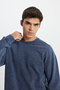 Loose Fit Rahat Kesim Bisiklet Yaka %100 Pamuk Turuncu Sweatshirt - Grisaille-L241744823 (görsel 4)